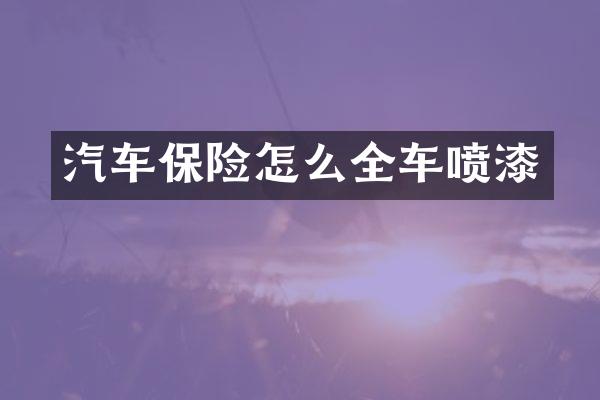 汽车保险怎么全车喷漆