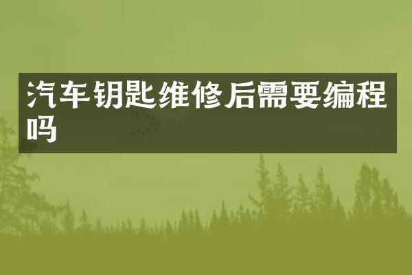 汽车钥匙维修后需要编程吗