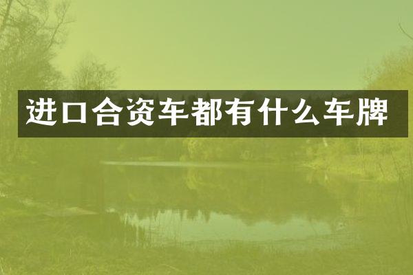 进口合资车都有什么车牌