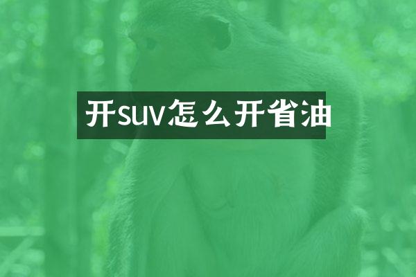 开suv怎么开省油