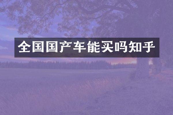全国国产车能买吗知乎
