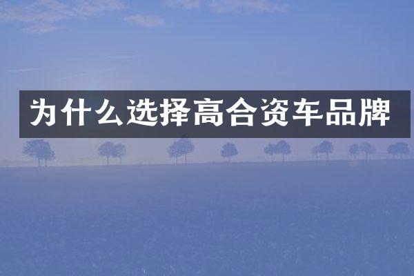 为什么选择高合资车品牌