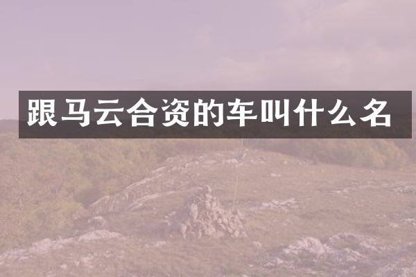 跟马云合资的车叫什么名