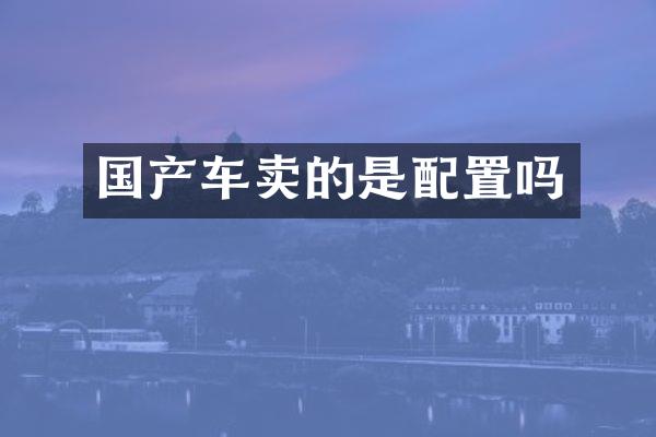 国产车卖的是配置吗