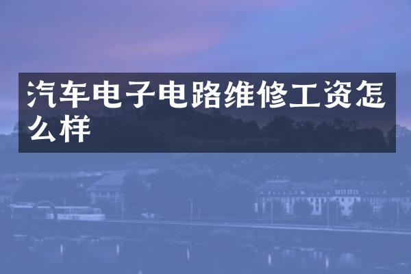 汽车电子电路维修工资怎么样