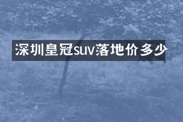 深圳皇冠suv落地价多少