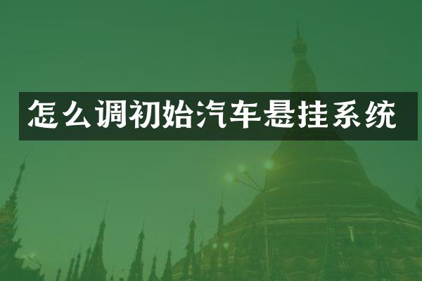 怎么调初始汽车悬挂系统