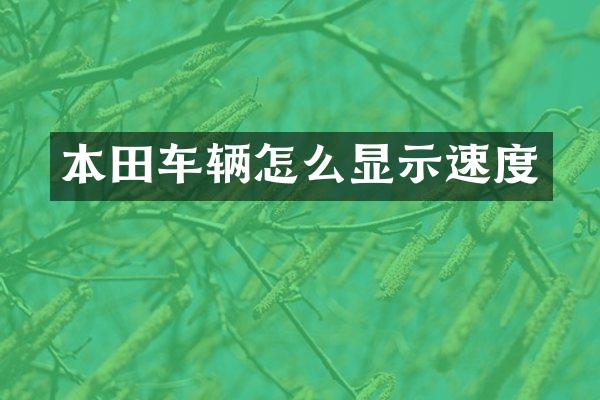 本田车辆怎么显示速度