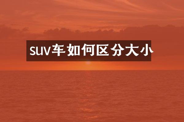 suv车如何区分大小