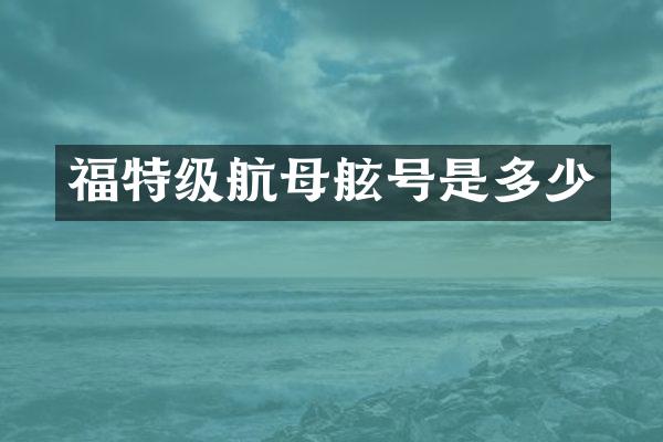 福特级航母舷号是多少