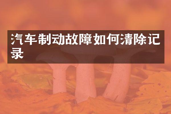 汽车制动故障如何清除记录