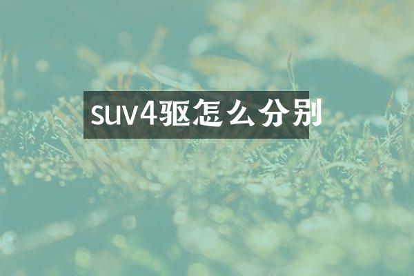 suv4驱怎么分别