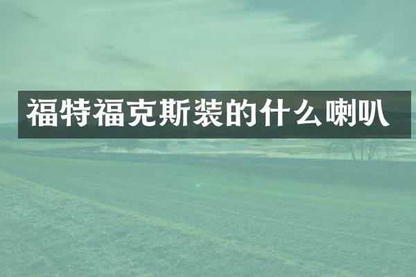 福特福克斯装的什么喇叭