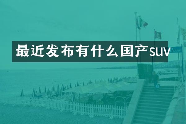 最近发布有什么国产suv
