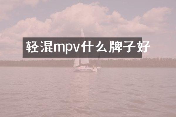 轻混mpv什么牌子好
