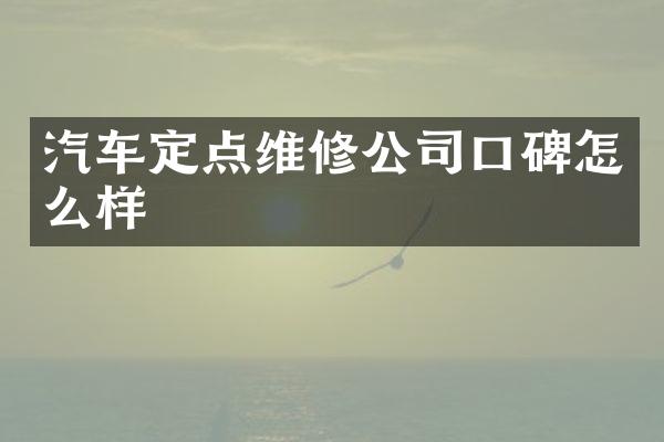 汽车定点维修公司口碑怎么样