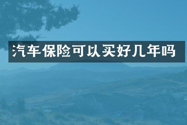 汽车保险可以买好几年吗