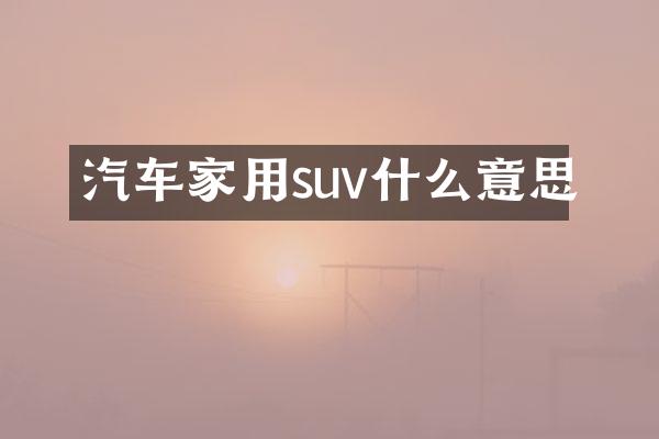 汽车家用suv什么意思