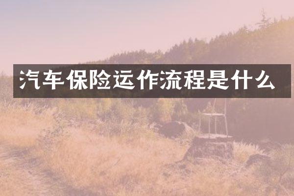 汽车保险运作流程是什么