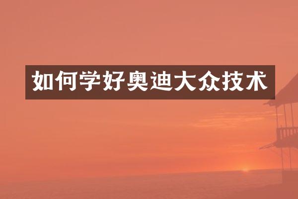 如何学好奥迪大众技术