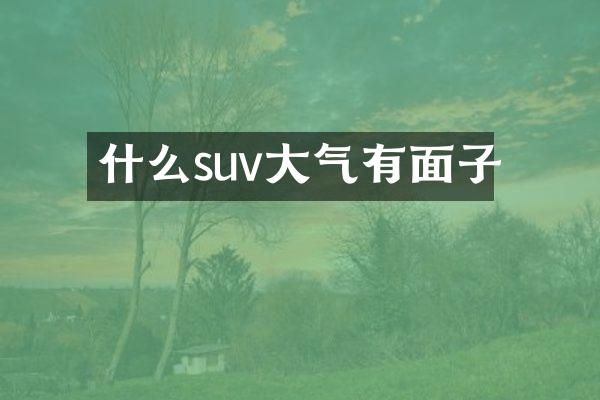 什么suv大气有面子
