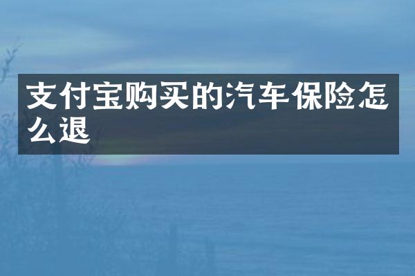 支付宝购买的汽车保险怎么退