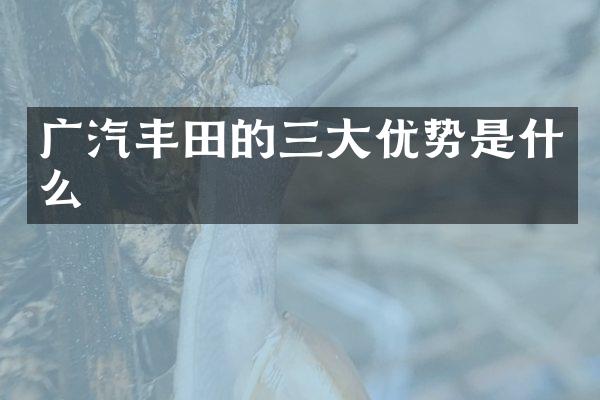 广汽丰田的三大优势是什么