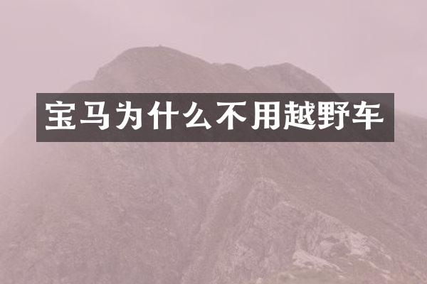 宝马为什么不用越野车