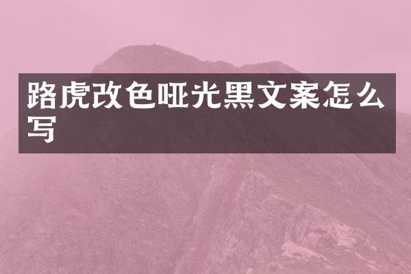 路虎改色哑光黑文案怎么写