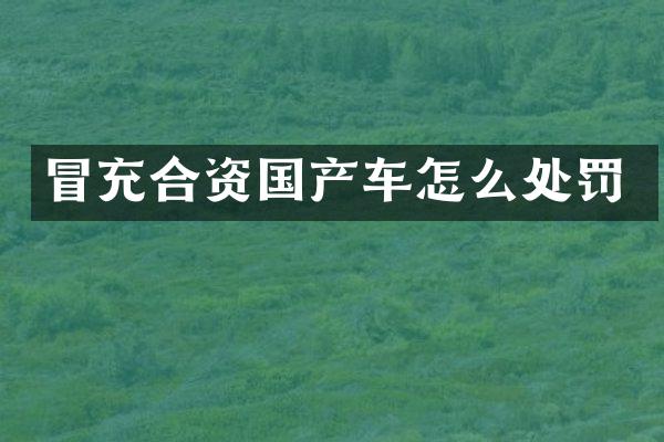 冒充合资国产车怎么处罚