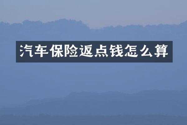汽车保险返点钱怎么算