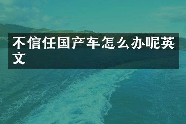 不信任国产车怎么办呢英文