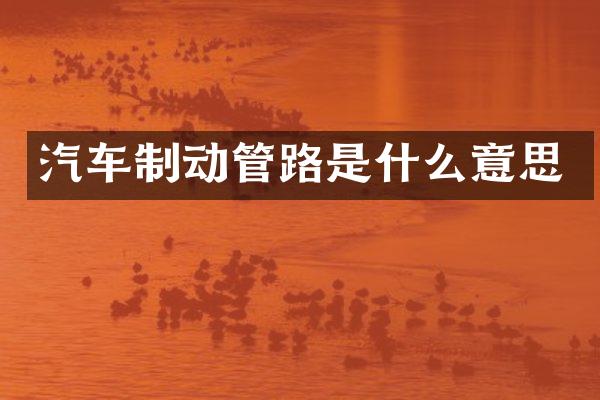 汽车制动管路是什么意思
