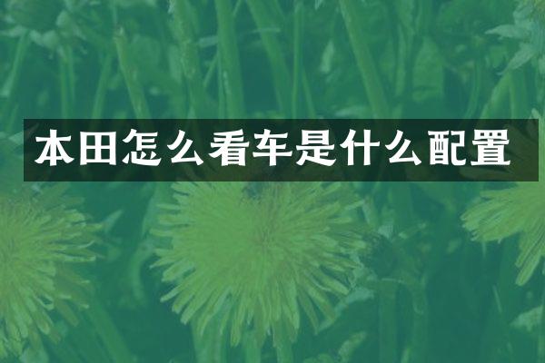 本田怎么看车是什么配置