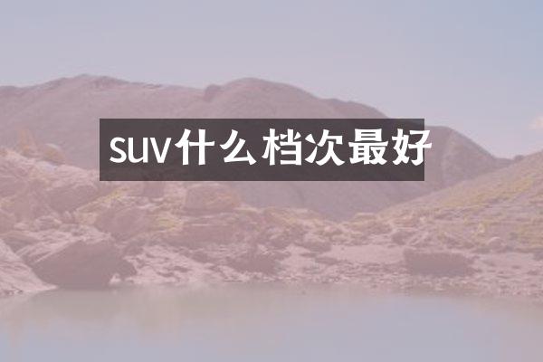 suv什么档次最好