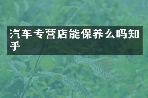 汽车专营店能保养么吗知乎