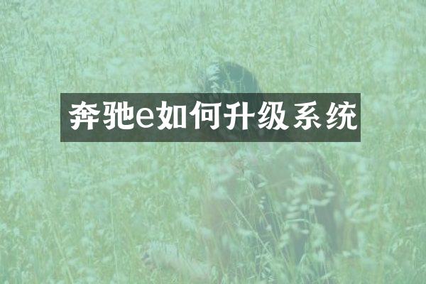 奔驰e如何升级系统