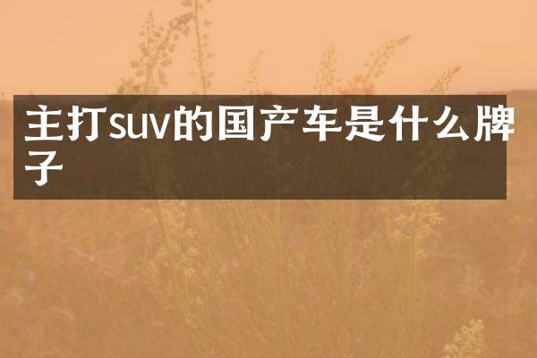 主打suv的国产车是什么牌子