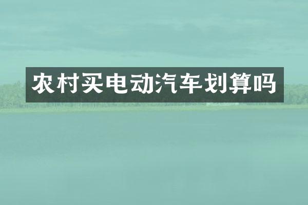 农村买电动汽车划算吗
