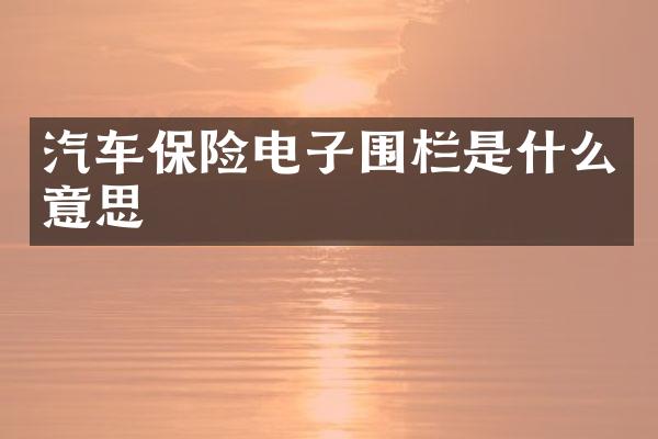 汽车保险电子围栏是什么意思
