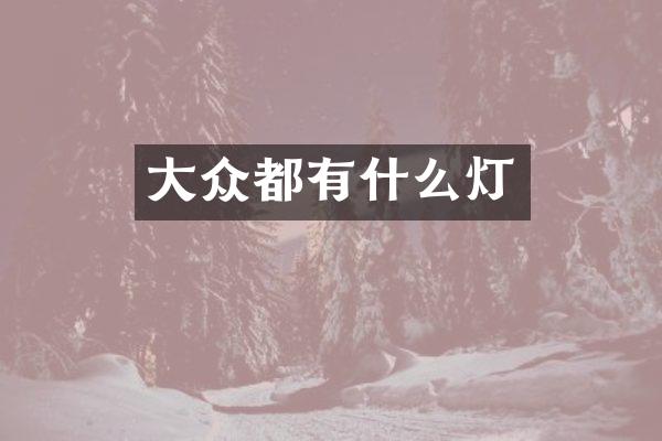 大众都有什么灯