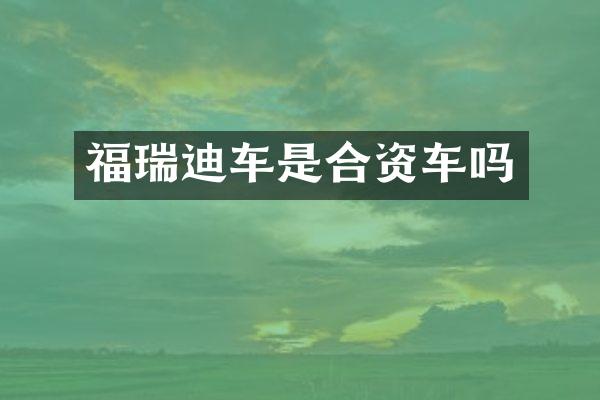 福瑞迪车是合资车吗