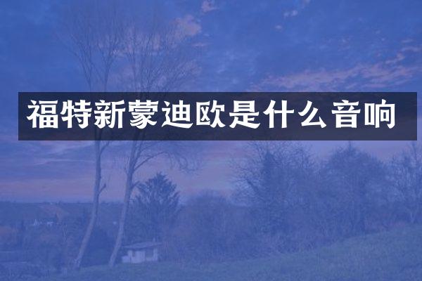 福特新蒙迪欧是什么音响