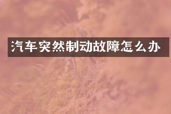 汽车突然制动故障怎么办