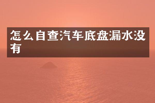 怎么自查汽车底盘漏水没有