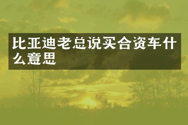 比亚迪老总说买合资车什么意思