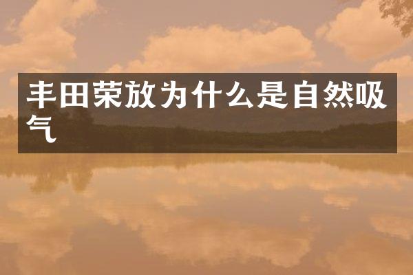 丰田荣放为什么是自然吸气