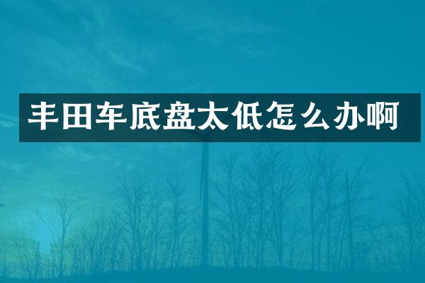 丰田车底盘太低怎么办啊