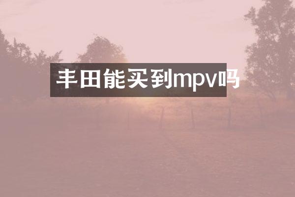 丰田能买到mpv吗