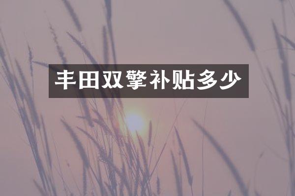 丰田双擎补贴多少